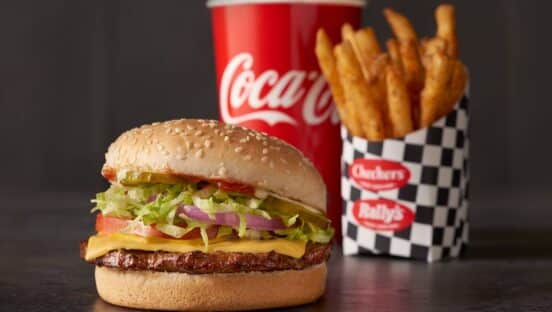 Burger, fries, and drink from Checkers.