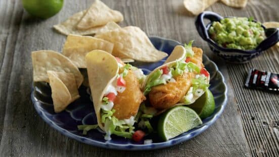 Del Taco's Beer Battered Crispy Fish Tacos.