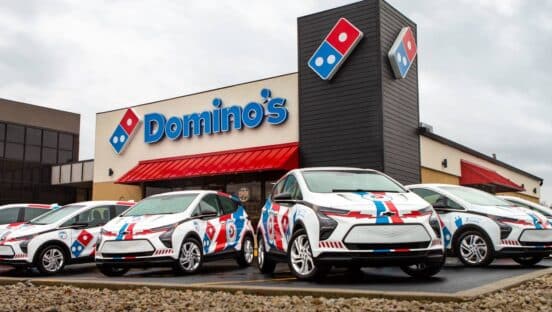 Domino's electric fleet of cars is one of the biggest.