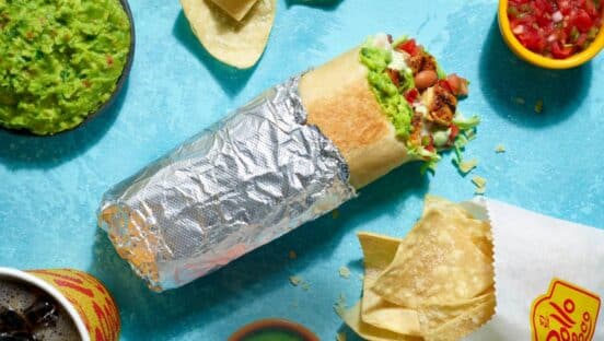 One of the new fire-grilled chicken burritos from El Pollo Loco.