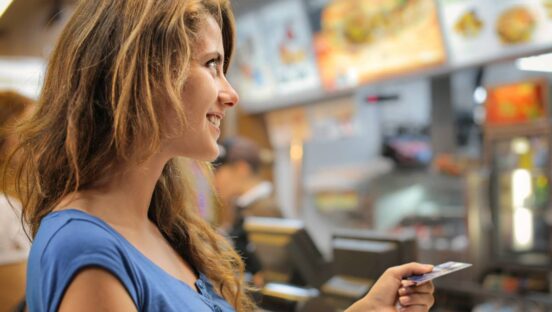 Customer ordering food at a restaurant.