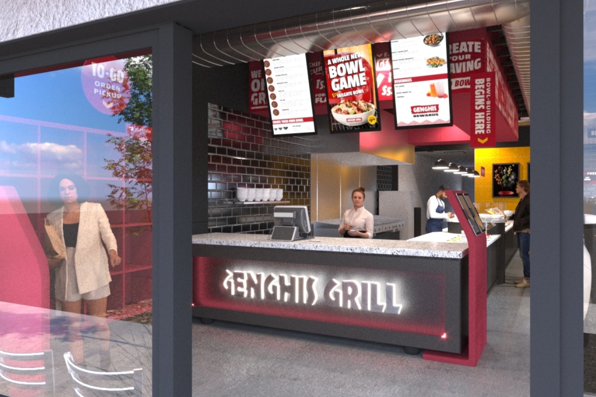 Rendering Of New Genghis Grill Interior Walking In The Door To The Counter