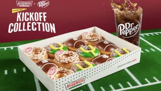 A graphic with Krispy Kreme's Dr Pepper Collection.