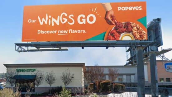 Popeyes wings billboard.