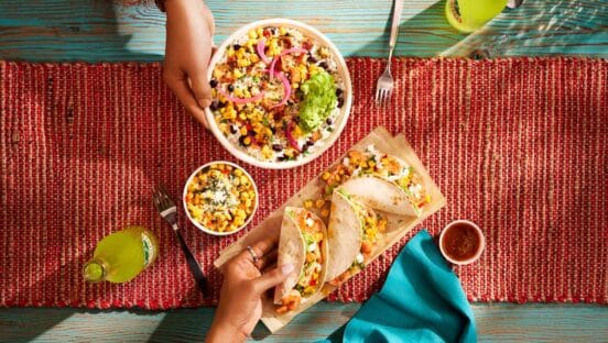 QDOBA's new menu items with Mexican street corn.