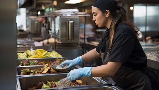 Woman working in restaurant.