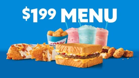 Sonic items on the $1.99 value menu.