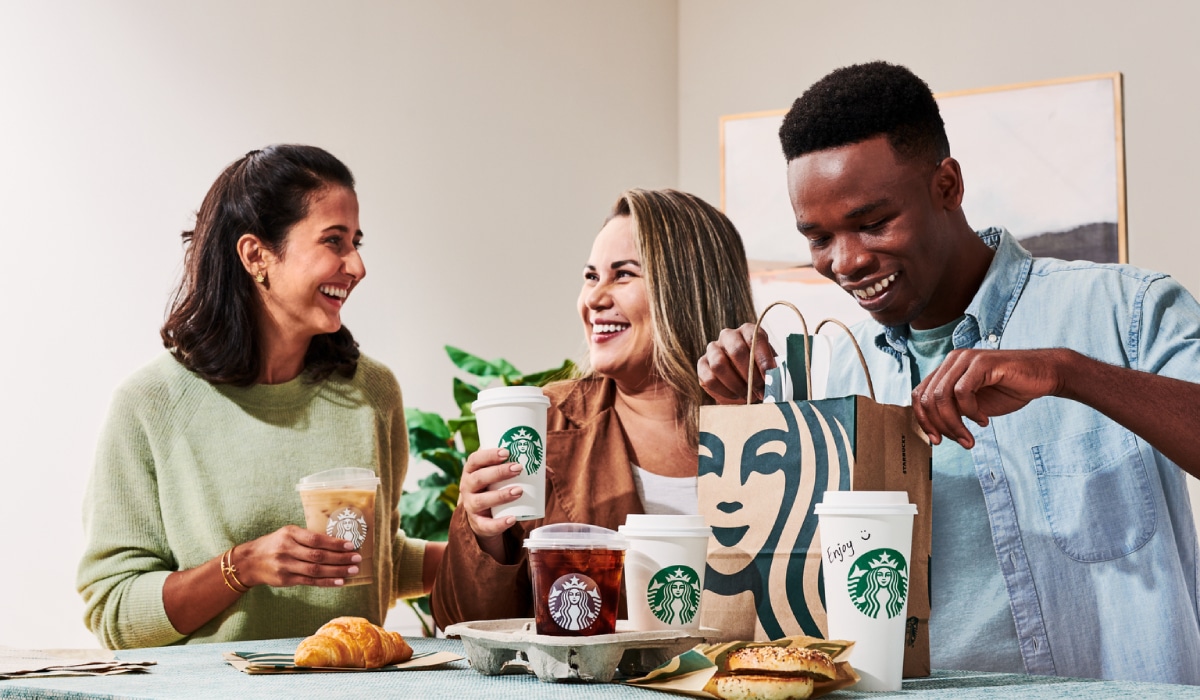 Customers ordering Starbucks delivery.