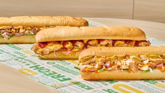 Subway footlong sandwiches.