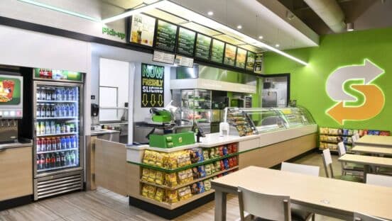 Remodeled Subway restaurant.