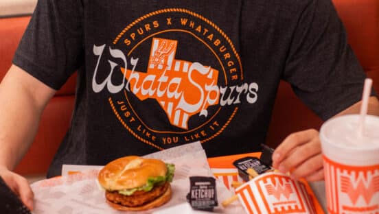 A T-shirt from the Whataburger and San Antonio Spurs' collection.